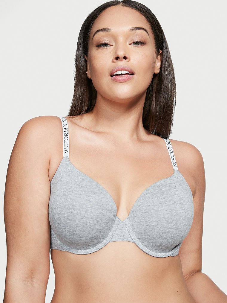 Victoria\'s Secret Algodon Lightly Forro Full-Coverage Bra Gris | 087536CZO