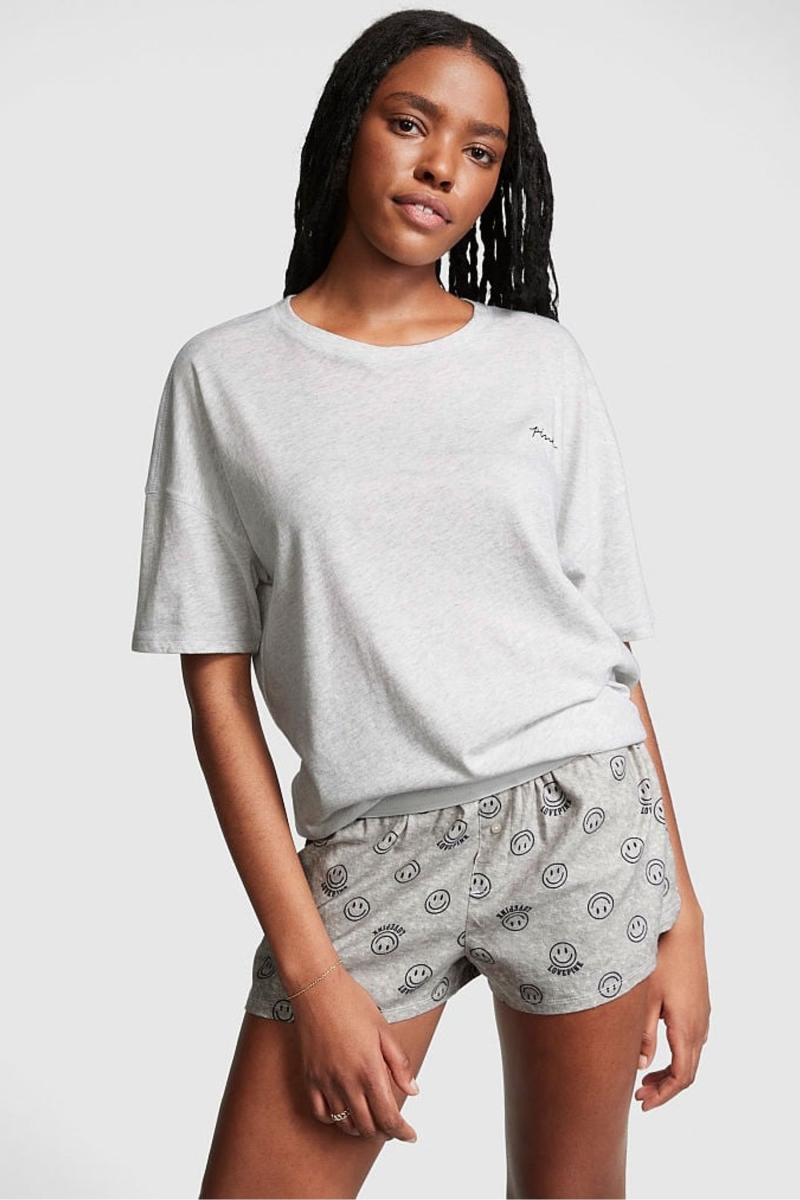 Victoria\'s Secret Algodon Oversized Sleep Shirt Gris | 573942WFT