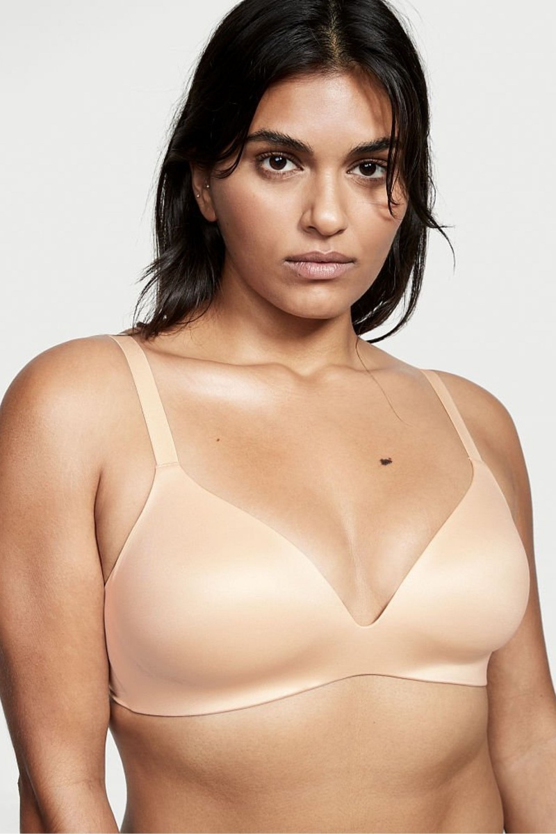 Victoria\'s Secret Bare Smooth Lightly Forro Plunge Non Wired Bra Champagne Nude | 028765OMS