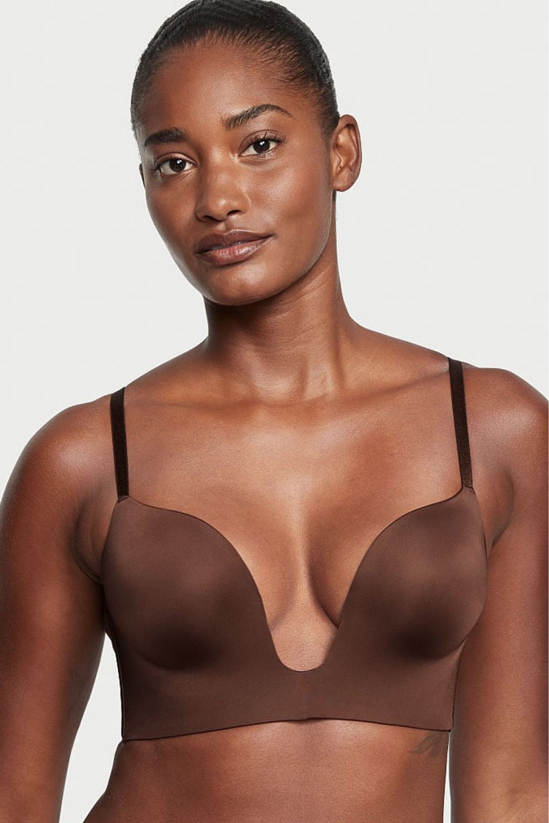 Victoria\'s Secret Bare Smooth Plunge Low Back Bra Marrones | 627538AMD