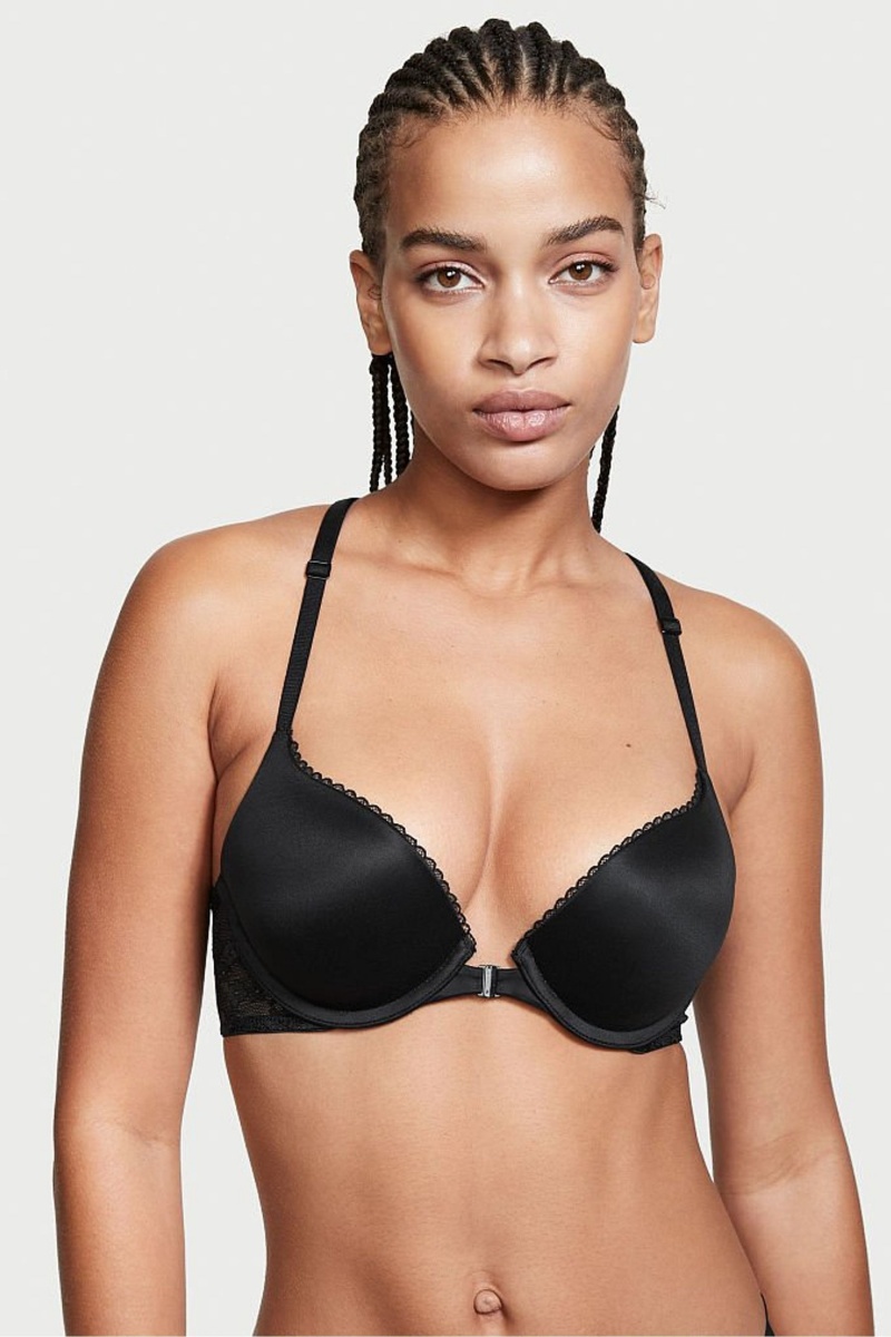 Victoria\'s Secret Body by Victoria Encaje Trim Front Fijacion Push Up Bra Negras | 170863UXE