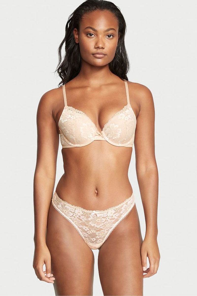 Victoria\'s Secret Body by Victoria Encaje Tanga Panties Champagne Nude | 684205NRX