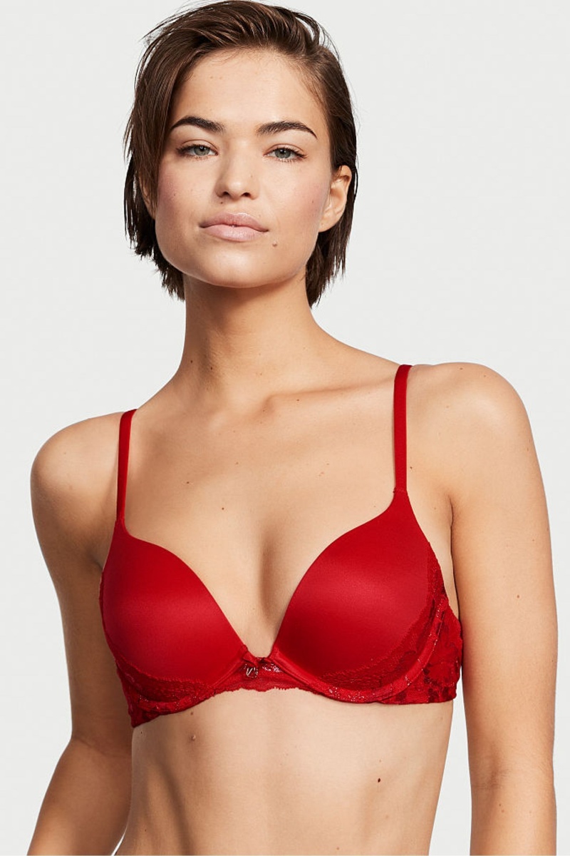 Victoria\'s Secret Body by Victoria Encaje Trim Push Up Bra Rojas | 853429ARS