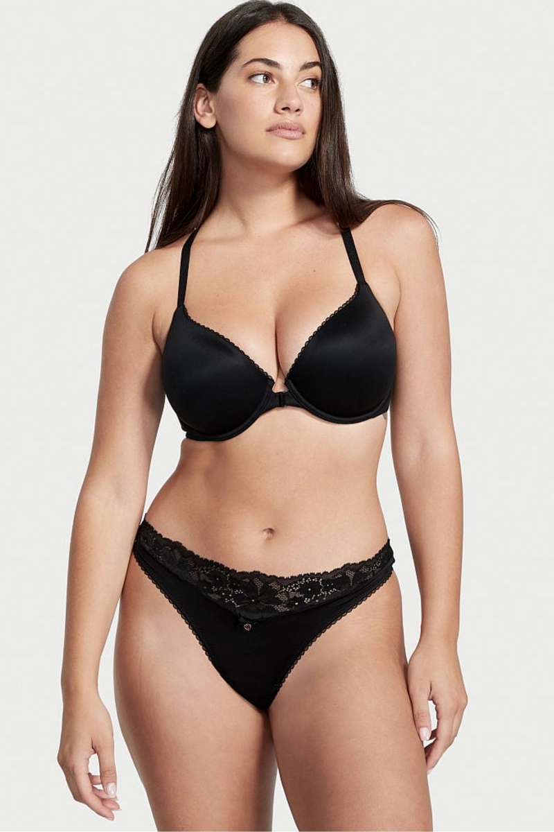 Victoria\'s Secret Body by Victoria Front Fijacion Encaje Trim Lightly Forro Demi Bra Negras | 463892MZT