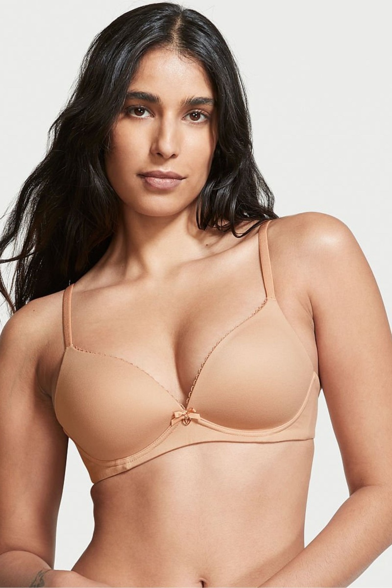 Victoria\'s Secret Body by Victoria Smooth Lightly Forro Non Wired Bra Toasted Sugar Nude | 471362TEP