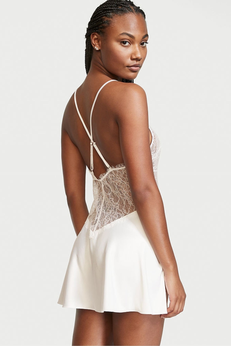 Victoria's Secret Bridal Satin Encaje Slip Blancas | 304798UGX