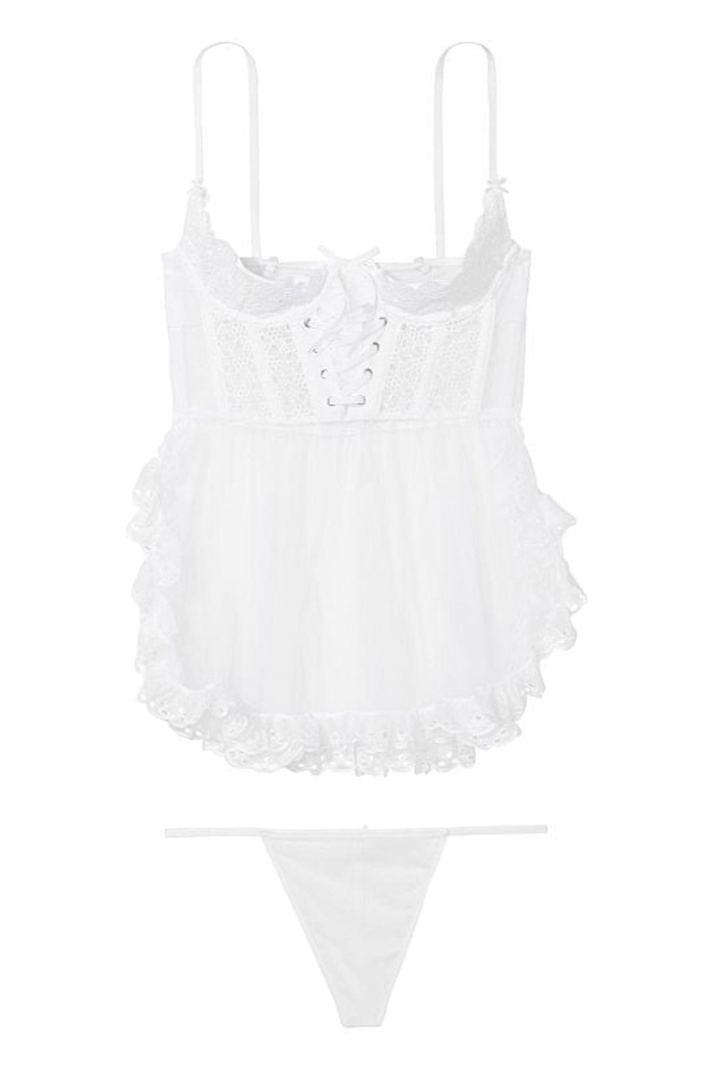 Victoria's Secret Broderie Open Cup Babydoll Blancas | 519387ICP