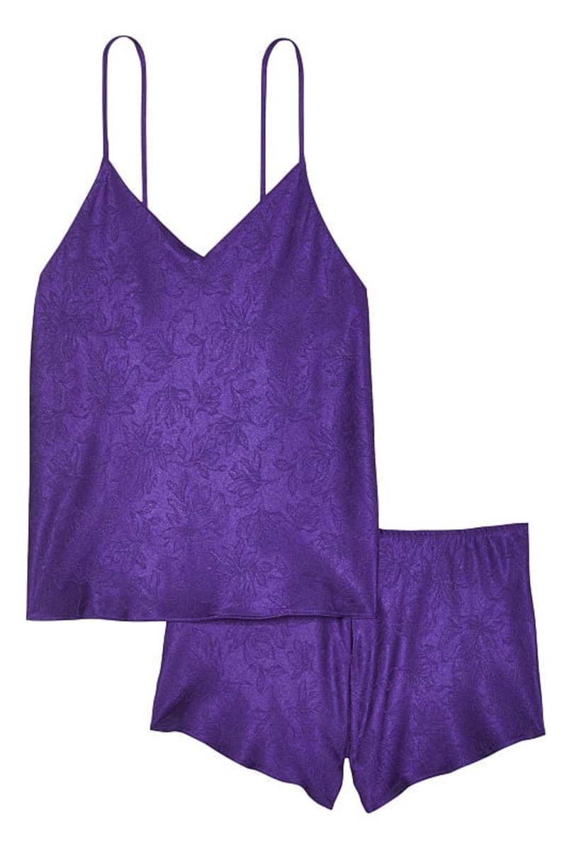 Victoria's Secret Draped Back Satin Cami Set Moradas | 036157XZM