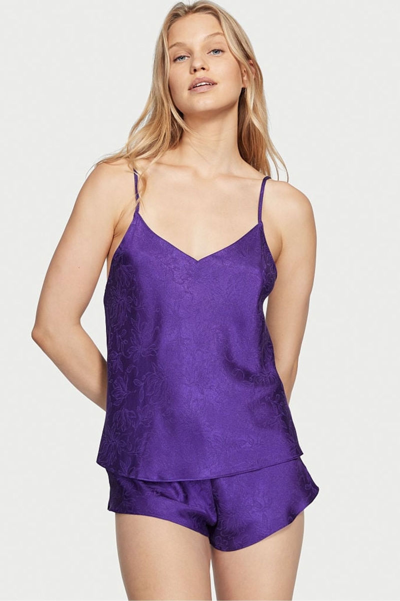 Victoria\'s Secret Draped Back Satin Cami Set Moradas | 036157XZM