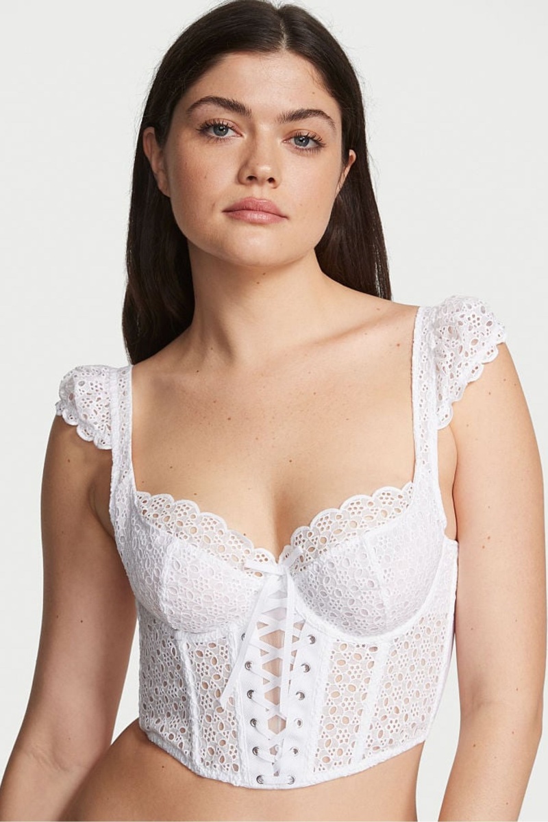 Victoria\'s Secret Dream Angels Broderie Scalloped Trim Bra Blancas | 104957BMA