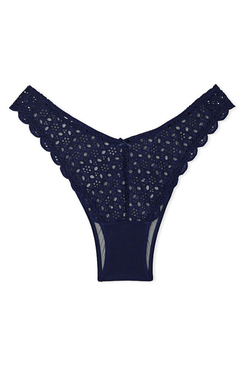 Victoria's Secret Dream Angels Broderie Panties Azul Marino Azules | 587324NJF