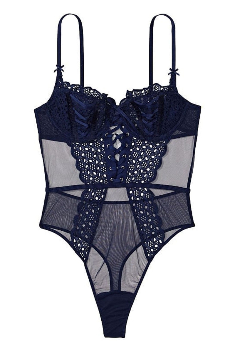 Victoria's Secret Dream Angels Broderie Unlined Balcony Body Azul Marino Azules | 861230AFP