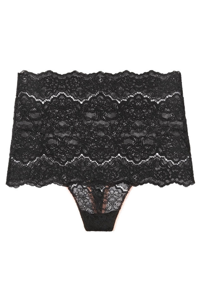 Victoria's Secret Dream Angels Highwaist Corded Tanga Panty Negras | 740519MAO