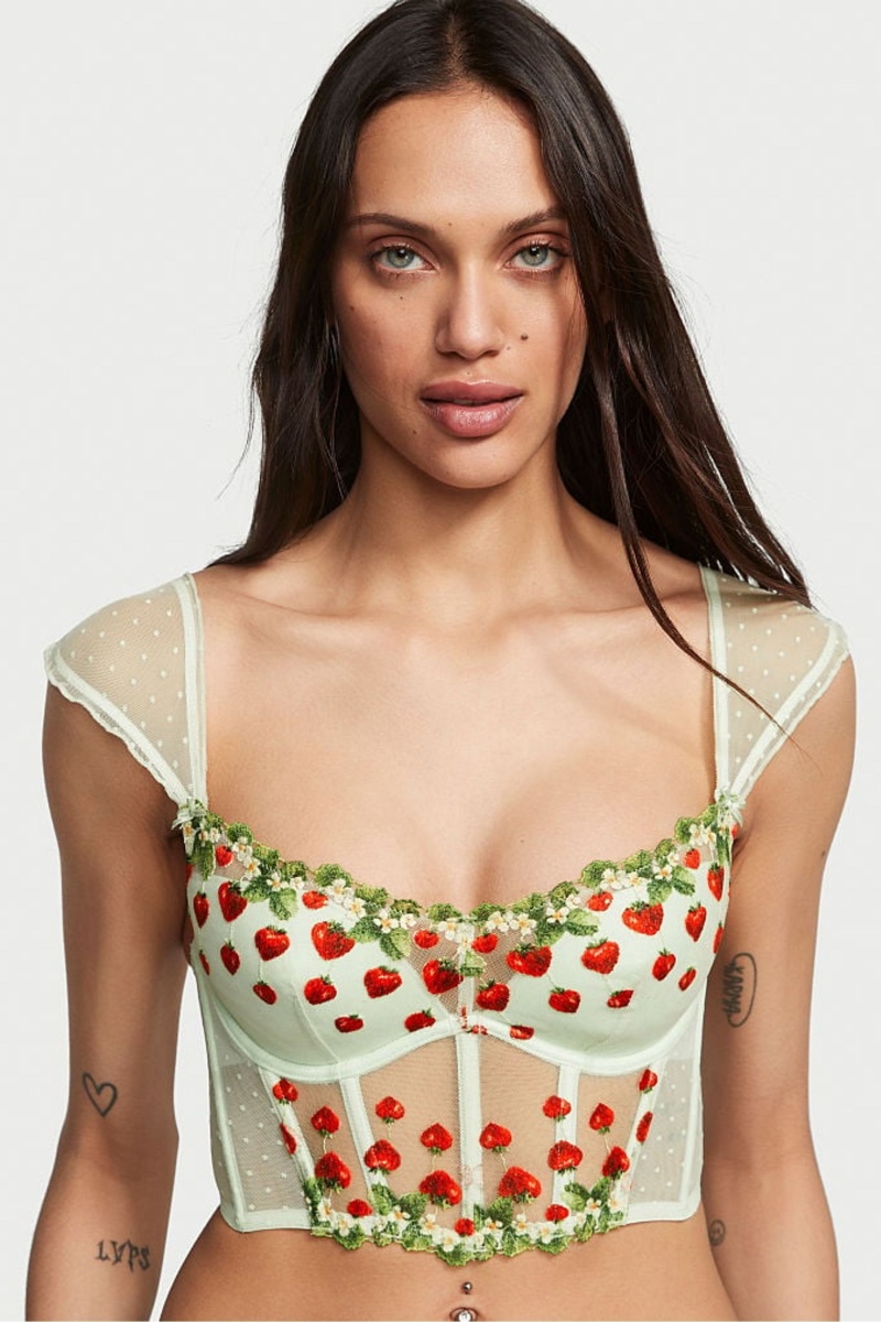 Victoria\'s Secret Dream Angels Strawberry Embroidered Bra Verde | 475638WLA