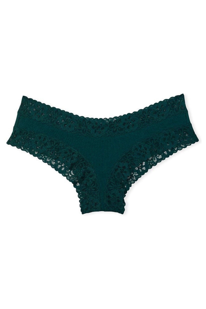 Victoria's Secret Encaje Cintura Algodon Cheeky Panty Verde | 219053UZF