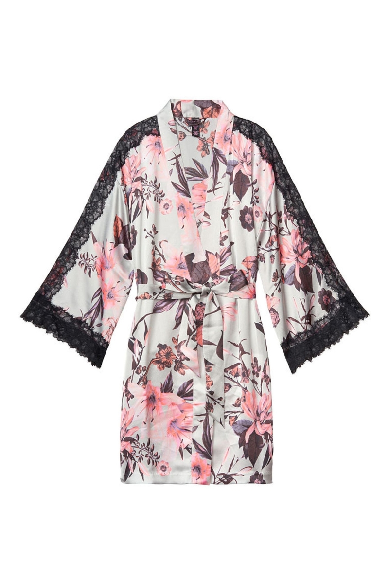 Victoria's Secret Encaje Inset Kimono Robe Negras | 371650GYQ