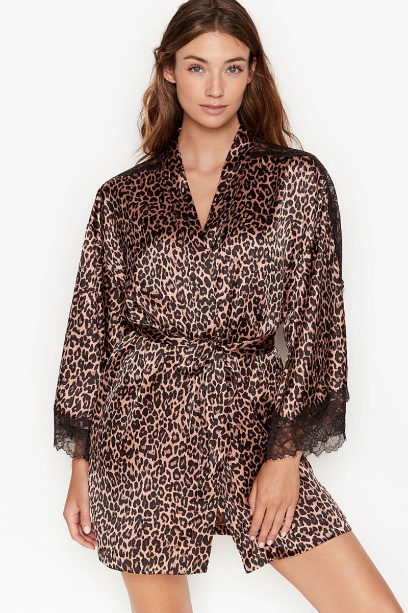 Victoria\'s Secret Encaje Inset Kimono Robe Negras | 539726FWZ