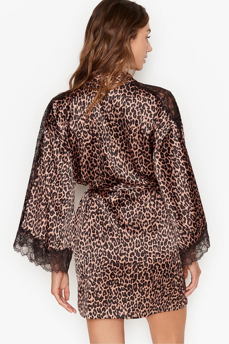 Victoria's Secret Encaje Inset Kimono Robe Negras | 768134JWQ