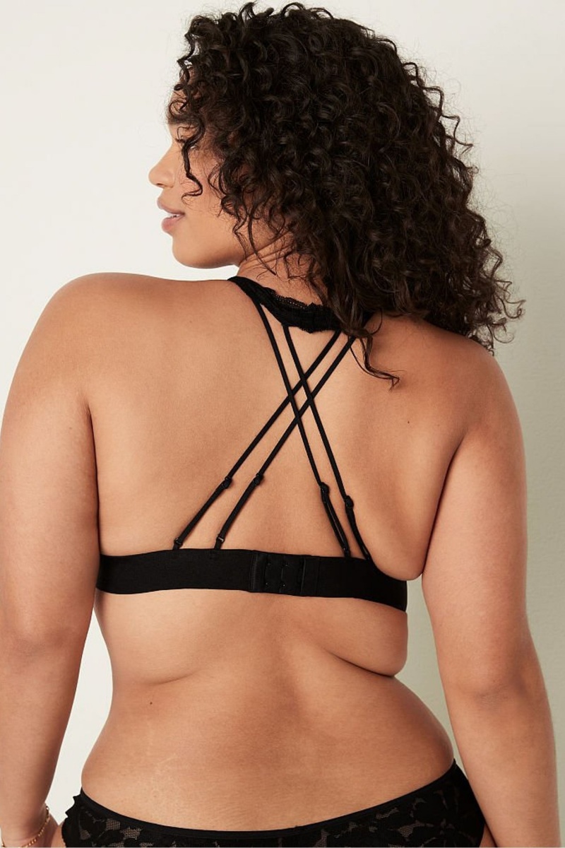 Victoria's Secret Encaje Tiras Back Halterneck Bralette Negras | 152689MPD