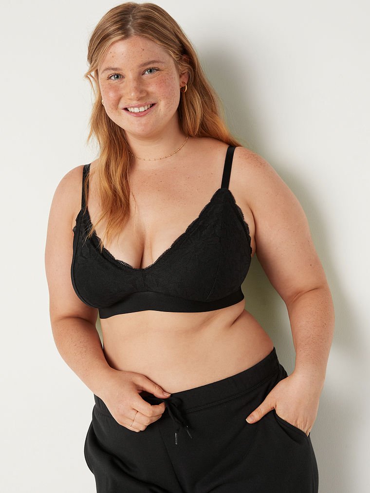 Victoria\'s Secret Encaje Triangle Bralette Negras | 629341FET