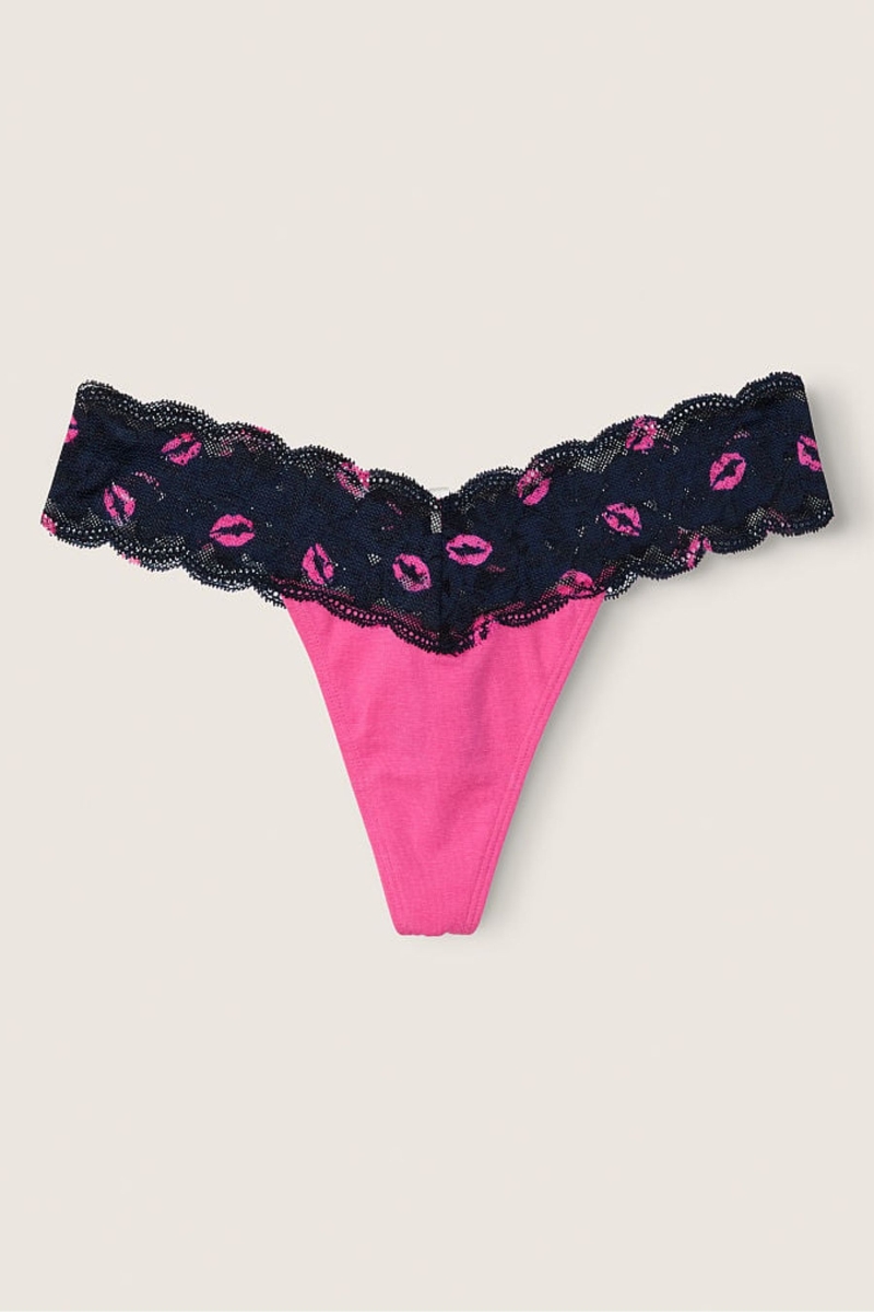 Victoria\'s Secret Encaje Trim Tanga Panties Rosas | 103496DZM