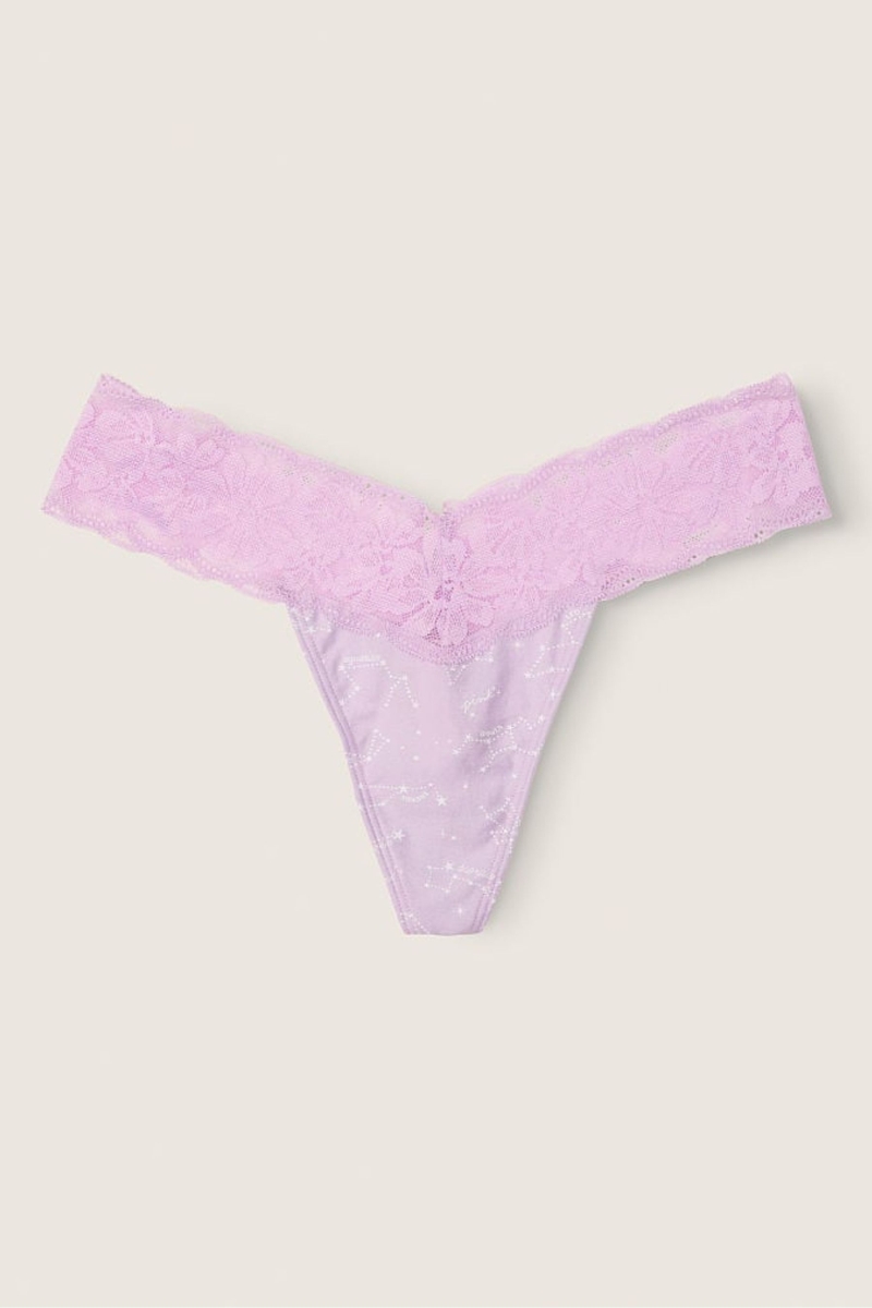 Victoria\'s Secret Encaje Trim Tanga Panties Moradas | 308521RJX