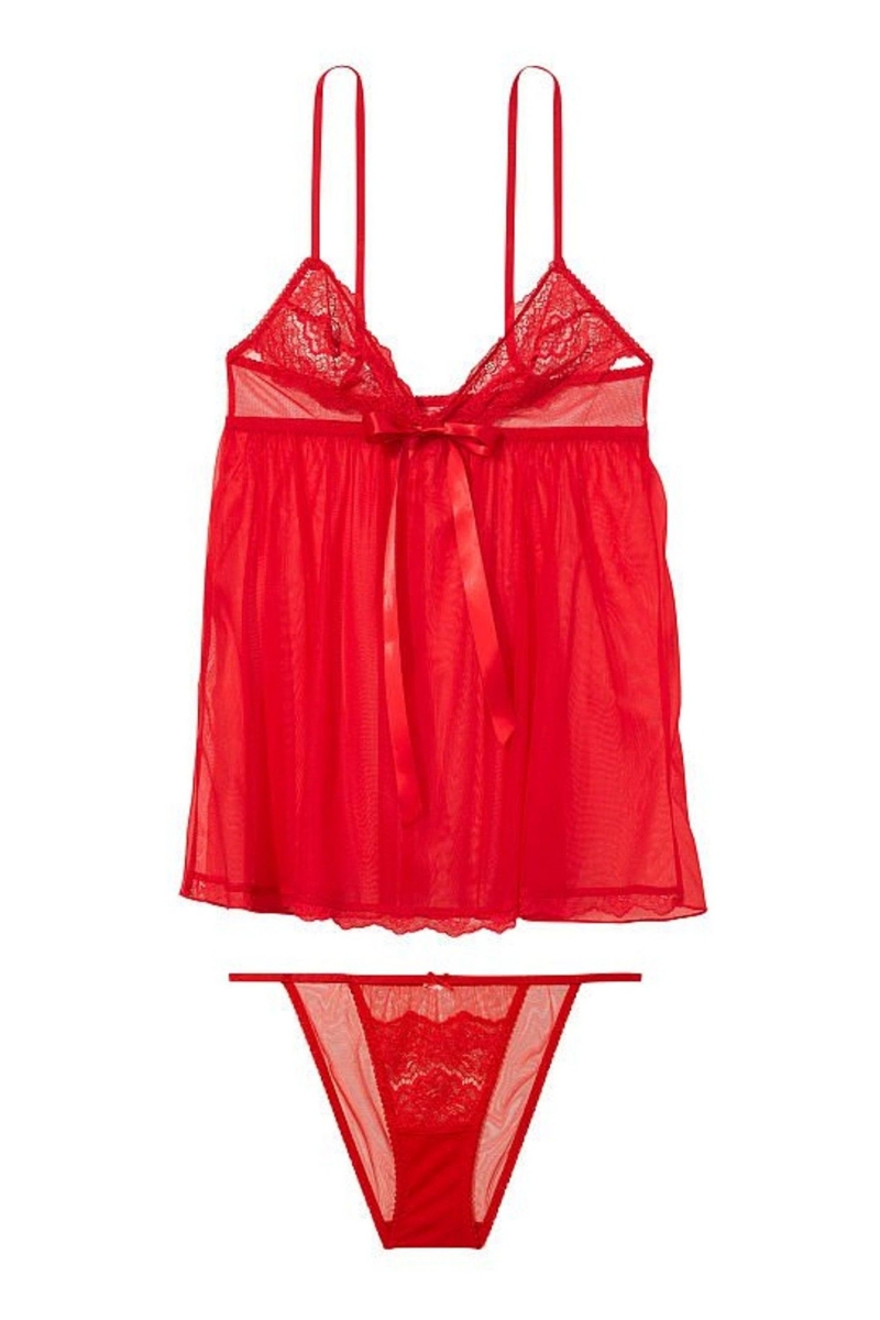 Victoria\'s Secret Encaje Unlined Non Wired Babydoll Rojas | 342719QPS