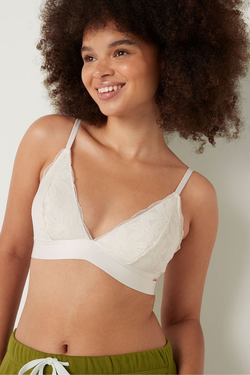 Victoria's Secret Encaje Unlined Triangle Bralette Blancas | 089521SVX