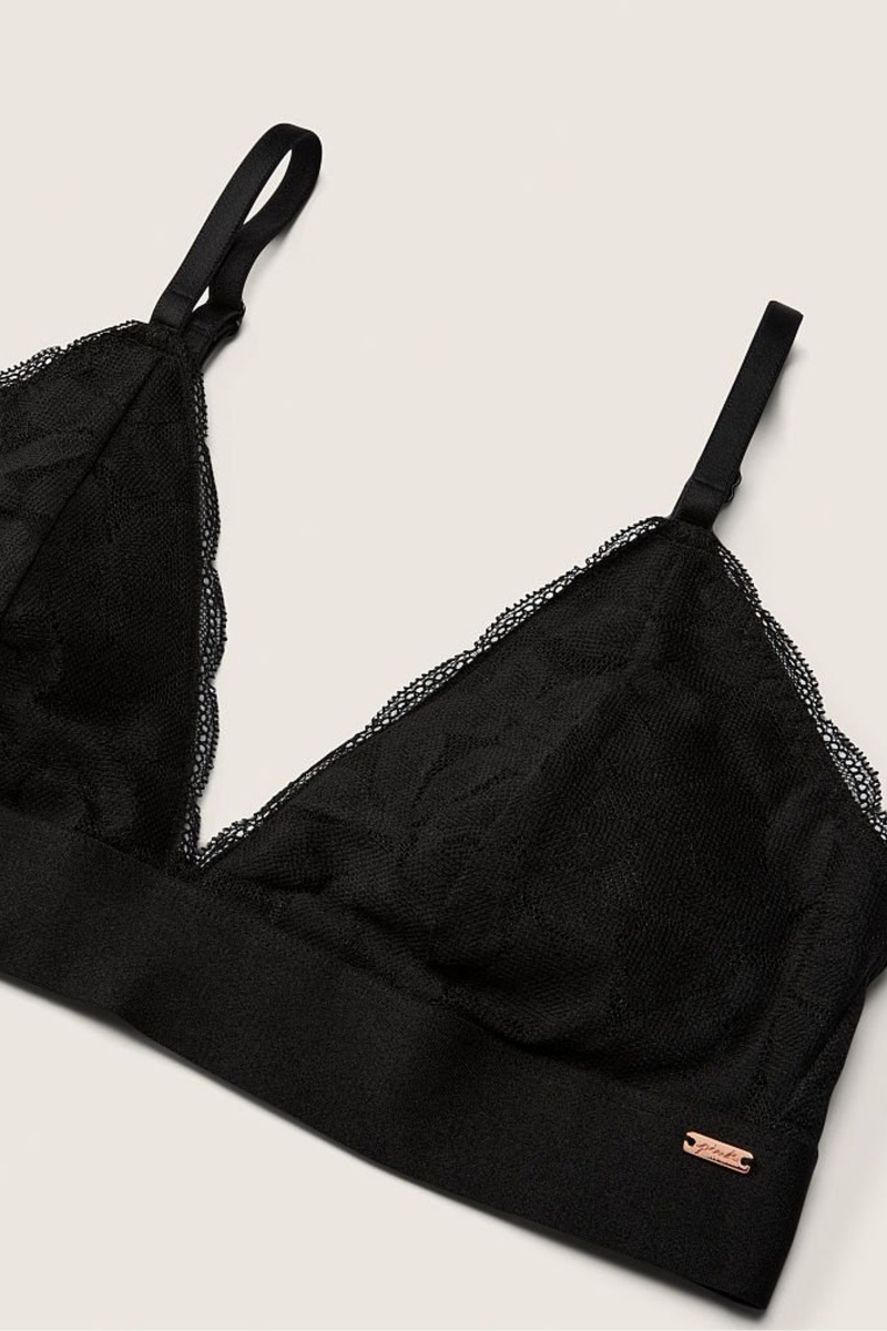 Victoria's Secret Encaje Unlined Triangle Bralette Negras | 643912AKQ