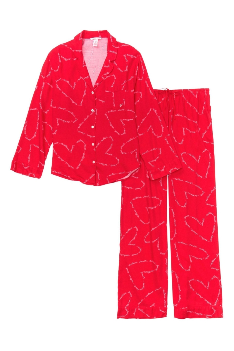 Victoria's Secret Flannel Long Pyjamas Rojas | 985374VXK