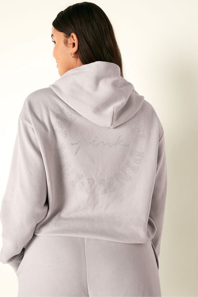 Victoria's Secret Fleece Cropped Cinched Campus Hoodie Moradas | 896723HEO