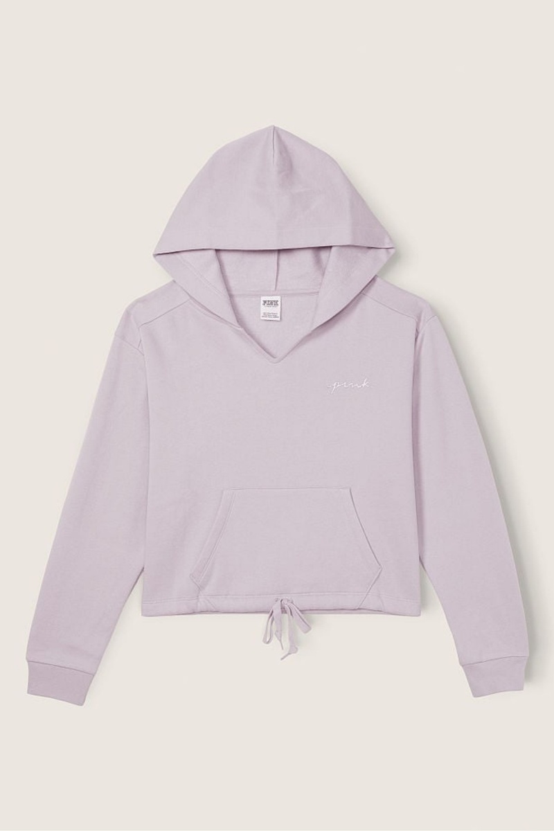 Victoria's Secret Fleece Cropped Cinched Campus Hoodie Moradas | 896723HEO