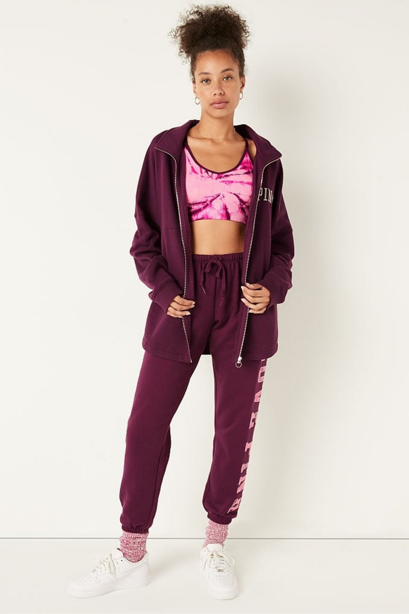 Victoria\'s Secret Fleece Oversized ZipUp Sweatshirt Burdeos | 372856ZPG