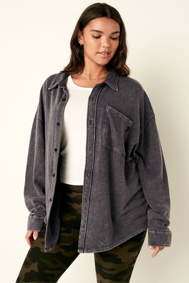 Victoria\'s Secret Fleece Shirt Jacket Azules Azules | 352179RTB