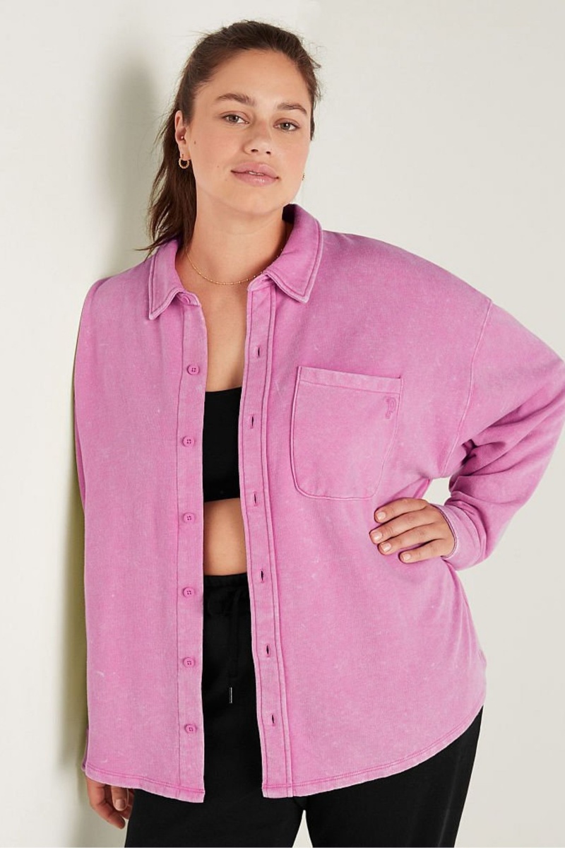 Victoria\'s Secret Fleece Shirt Jacket Azules Azules | 730645TKC