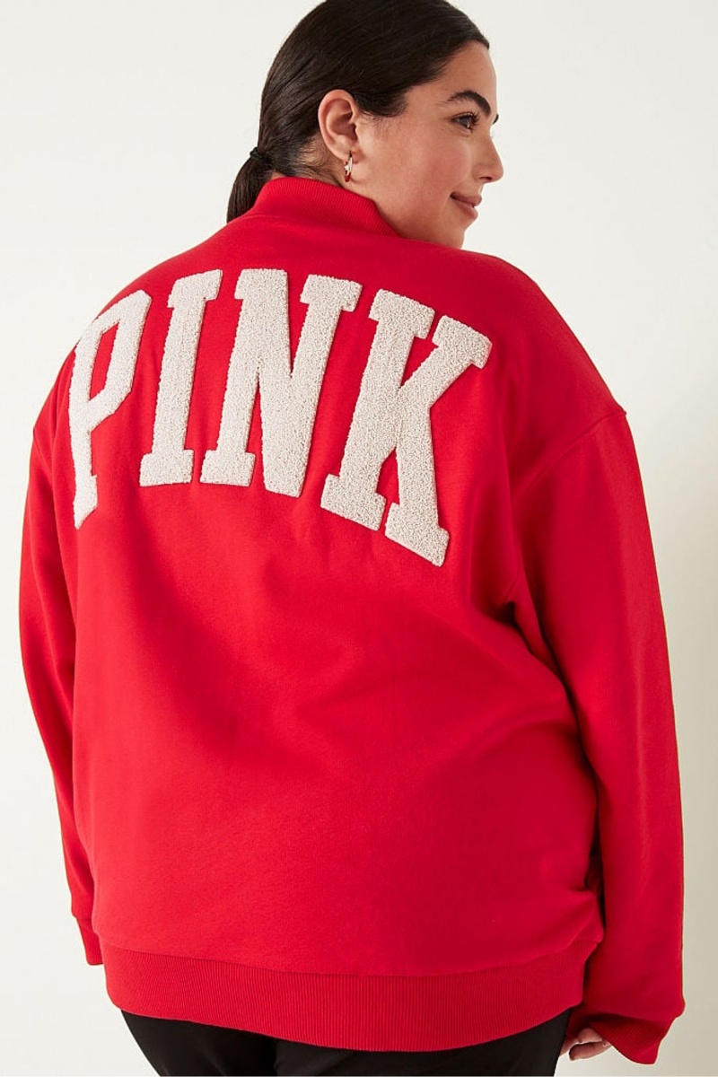 Victoria's Secret Fleece Varsity Jacket Rojas | 418762BUE