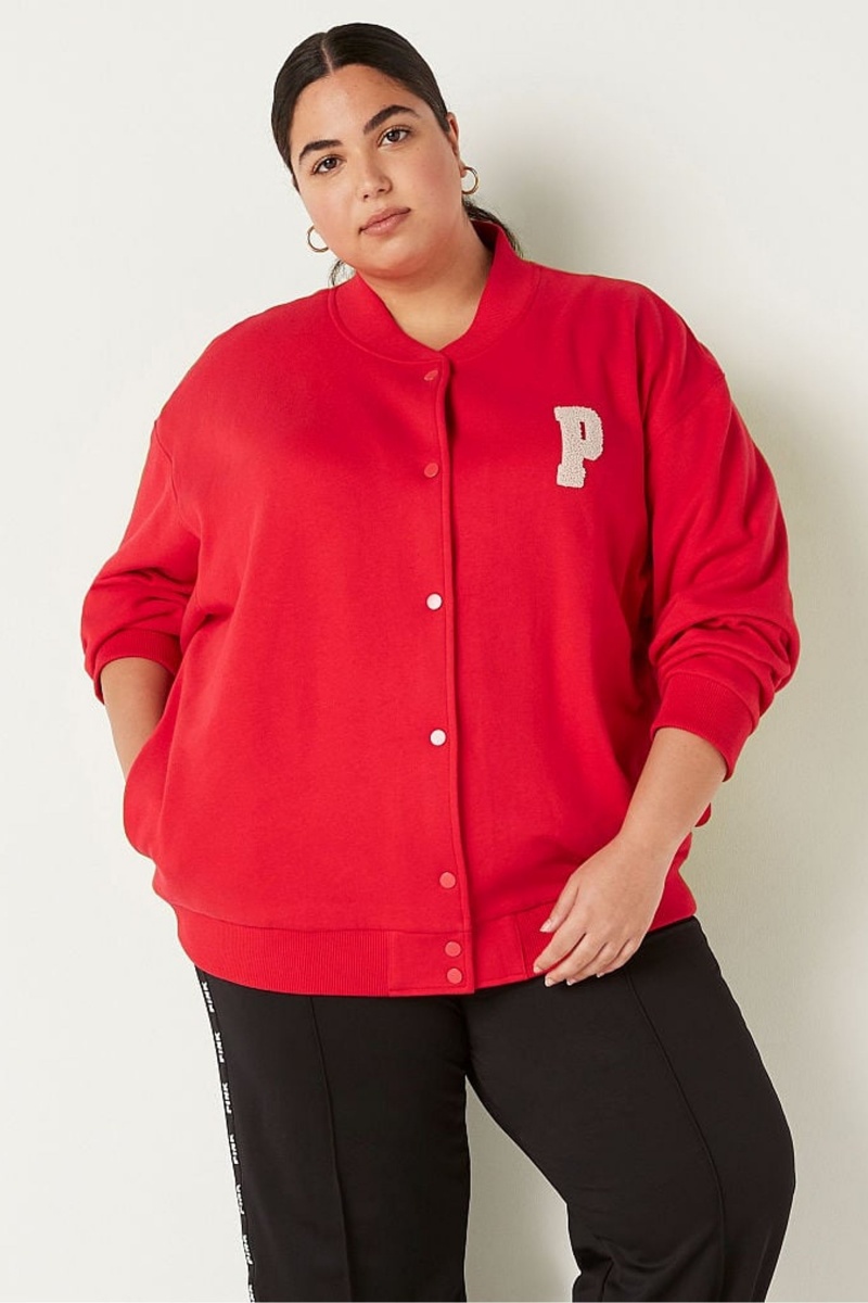 Victoria's Secret Fleece Varsity Jacket Rojas | 418762BUE