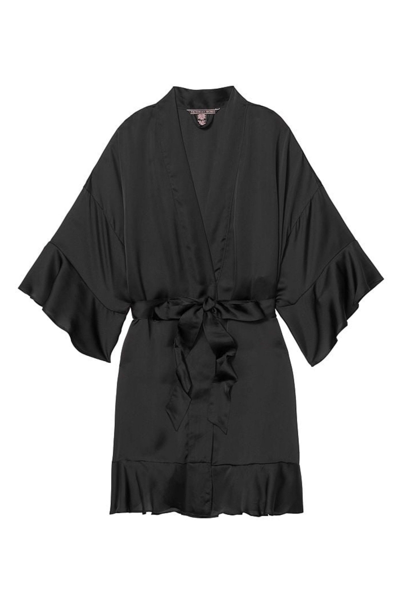 Victoria's Secret Flounce Satin Robe Rosas | 048975JTP