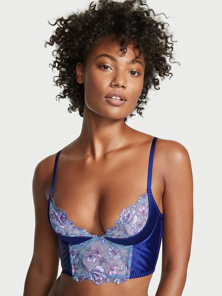 Victoria\'s Secret Hummingbird Embroidery Quarter Cup Corset Top Azules | 187492GZU