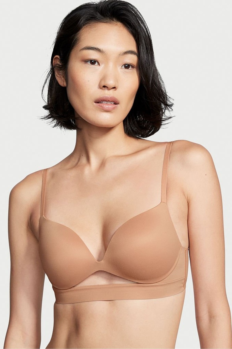 Victoria\'s Secret Incredible Smooth Non Wired Push Up Bra Toasted Sugar Nude | 150479QZV