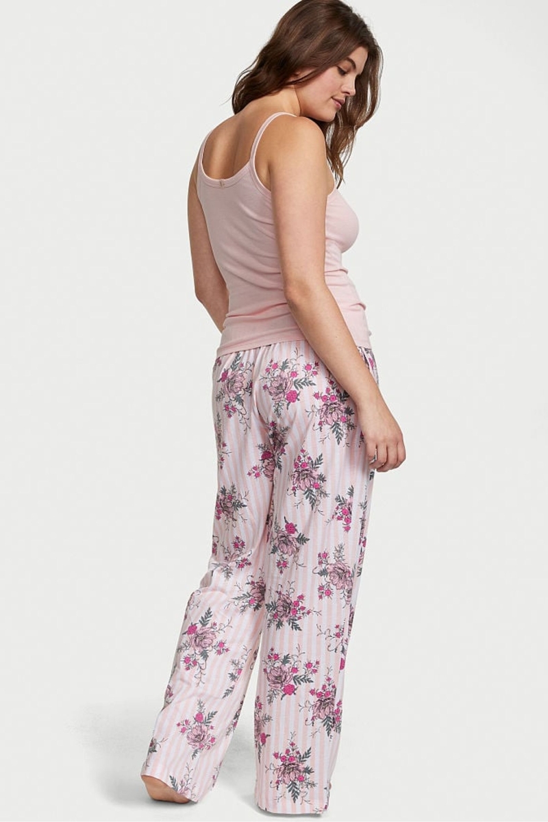 Victoria's Secret Knit Long Pyjamas Rosas | 015832ZQV