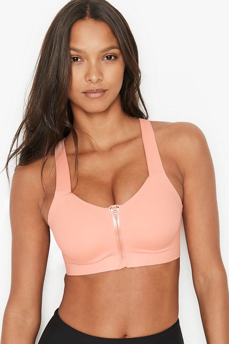 Victoria\'s Secret Knockout High Impact Racerback Zip Up Sports Bra Albaricoque Naranjas | 406827CUZ