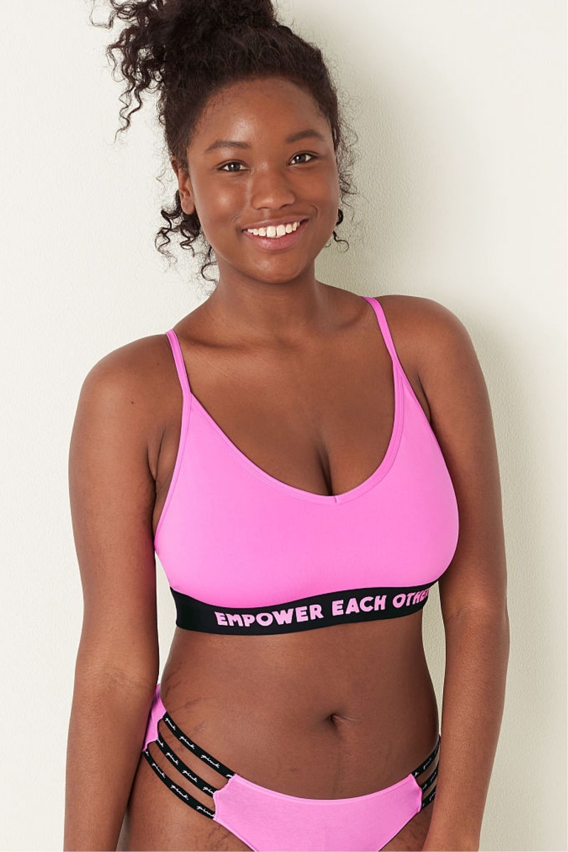 Victoria\'s Secret Lightly Forro Low Impact Sports Bra Neon Bubble Empower Each Other | 310648TLM