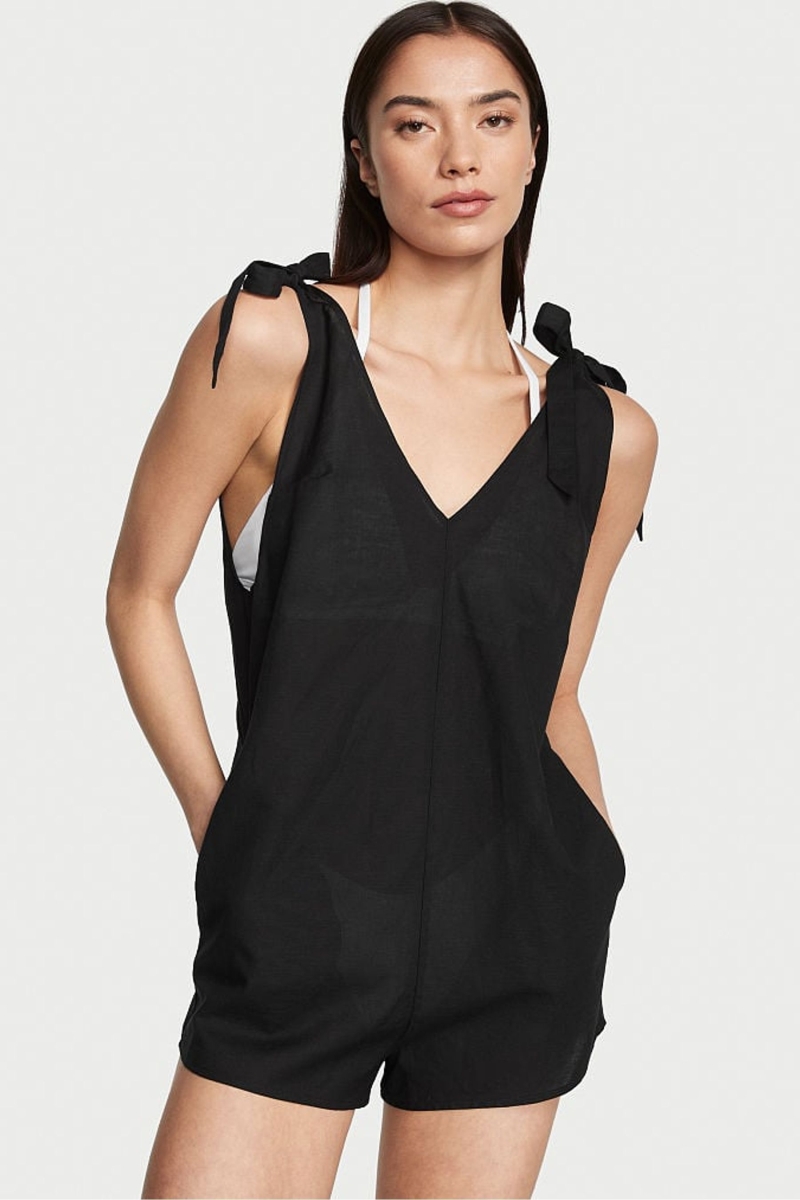 Victoria\'s Secret Linen Playsuit Cover Up Negras | 760241MHE