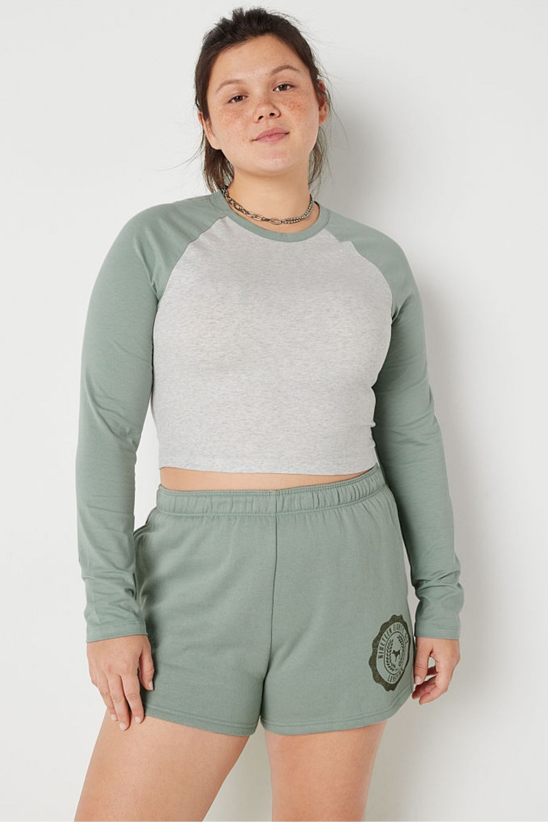 Victoria\'s Secret Long Sleeve Crop T-Shirt Verde | 971684QCW