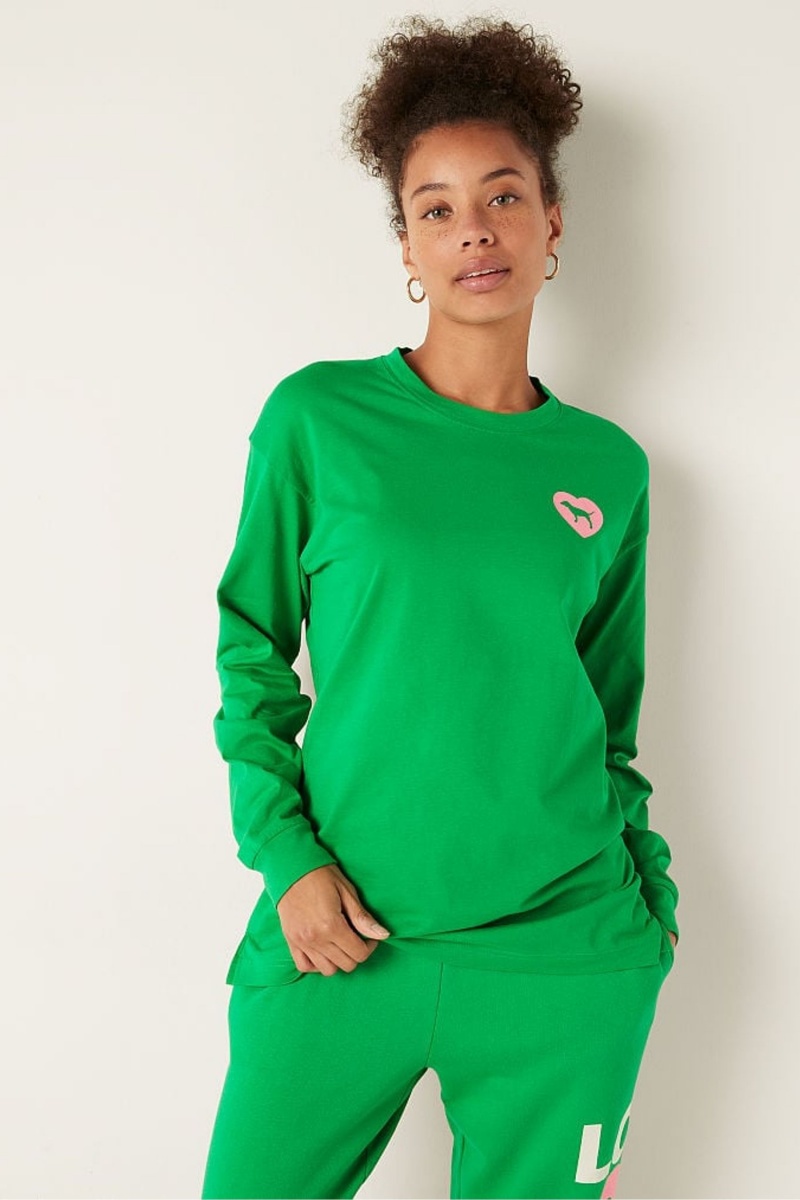 Victoria\'s Secret Long Sleeve T-Shirt Verde | 064927HRA