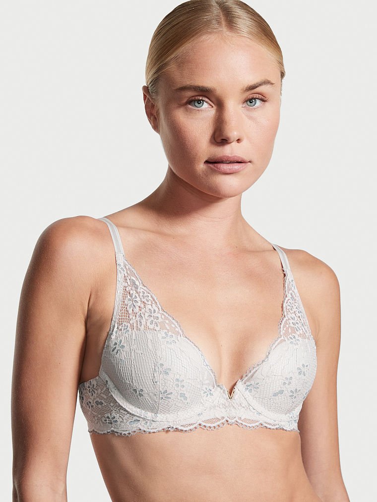 Victoria\'s Secret Love Cloud Lightly Forro Plunge Bra Plateadas | 960321XUW