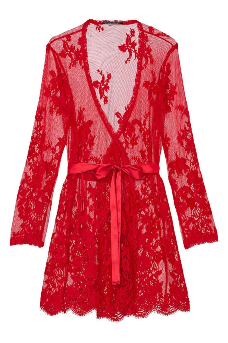 Victoria's Secret Luxe Lingerie Encaje Corta Dressing Gown Rojas | 179845DHY