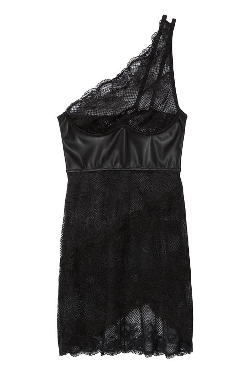 Victoria's Secret Luxe Lingerie One Shoulder Slip Vestido Negras | 349508BIU