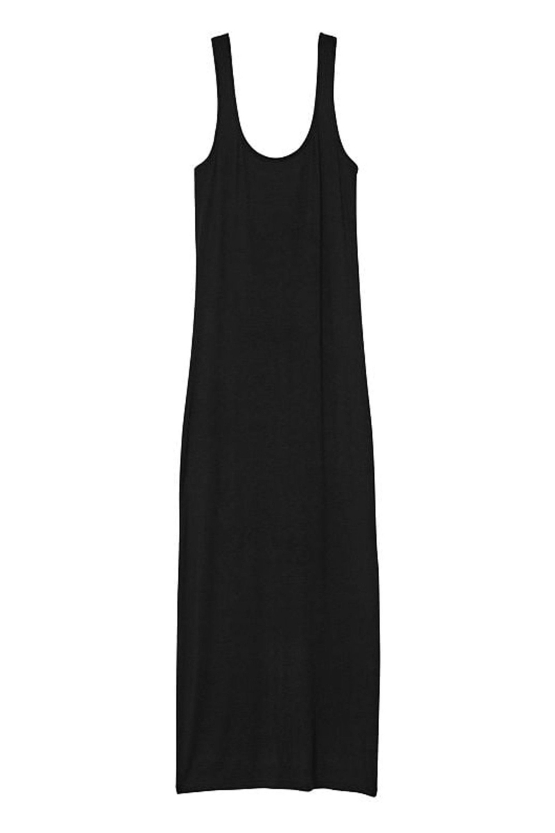 Victoria's Secret Modal Acanalado Long Slip Vestido Negras | 027649PBV